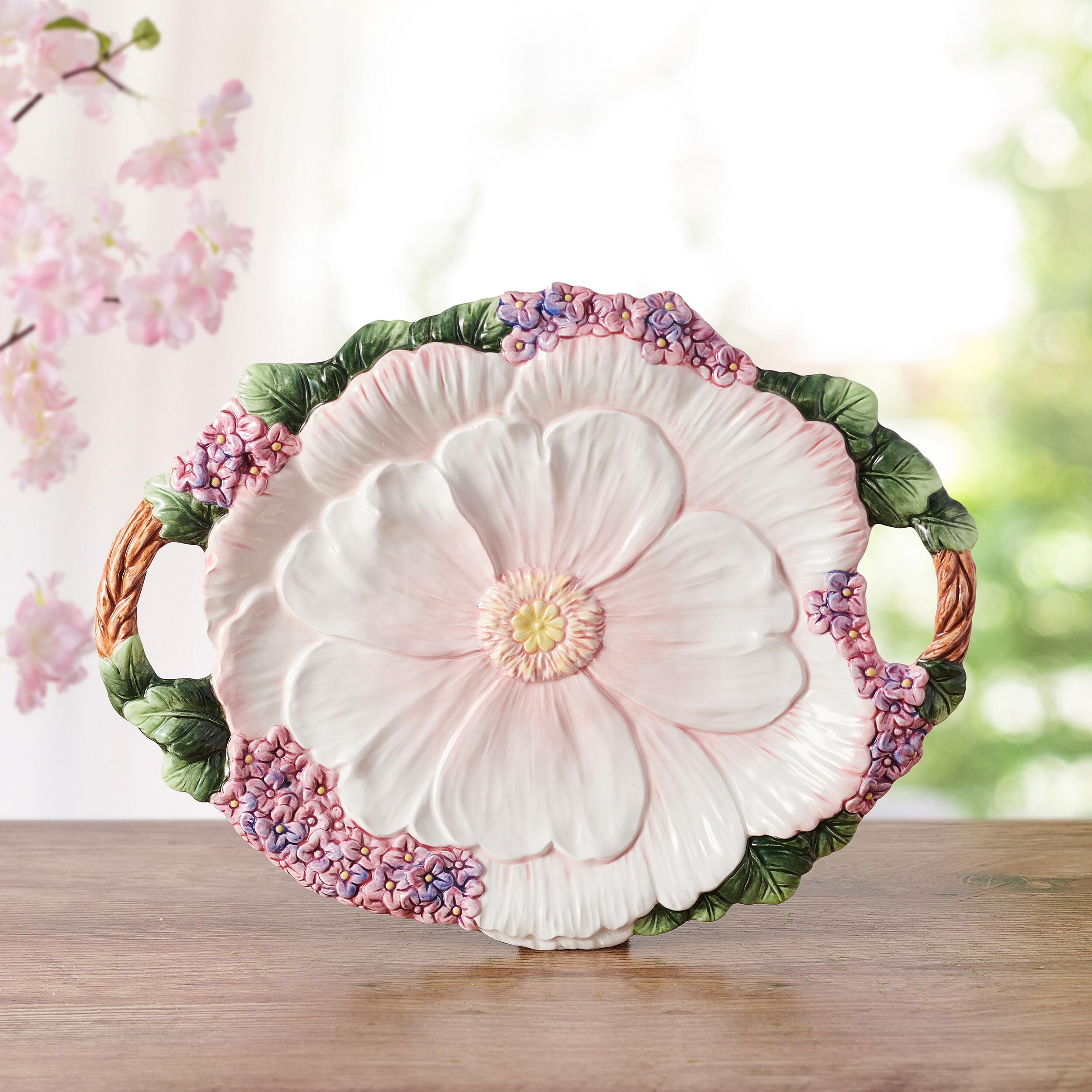 Amazon.com | Fitz and Floyd Jardin Floral Handled Serving Platter